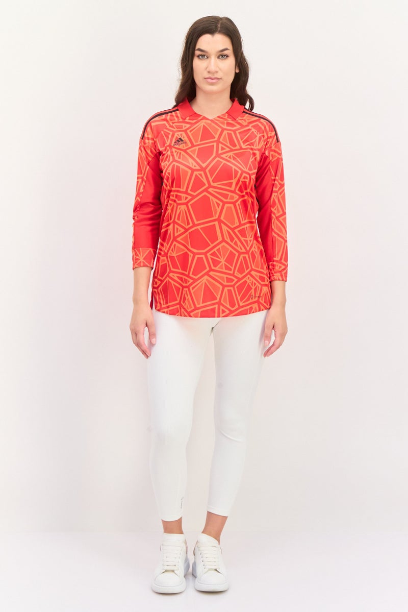 Adidas Women Sportswear Fit Long Sleeve Training Jersey, Red Combo - Image 4